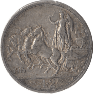 1916 SILVER 2 LIRA ITALY - SILVER WORLD COINS - Cambridgeshire Coins