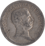 1916 SILVER 2 LIRA ITALY - SILVER WORLD COINS - Cambridgeshire Coins