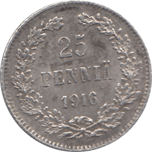 1916 SILVER 25 PENNA FINLAND REF 113 - SILVER WORLD COINS - Cambridgeshire Coins