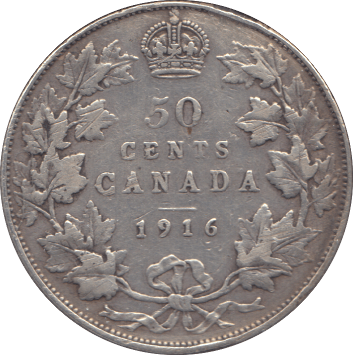 1916 SILVER FIFTY CENTS CANADA - WORLD SILVER COINS - Cambridgeshire Coins