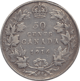 1916 SILVER FIFTY CENTS CANADA - WORLD SILVER COINS - Cambridgeshire Coins