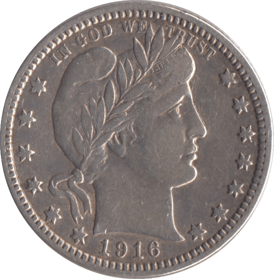 1916 SILVER QUARTER DOLLAR USA - SILVER WORLD COINS - Cambridgeshire Coins