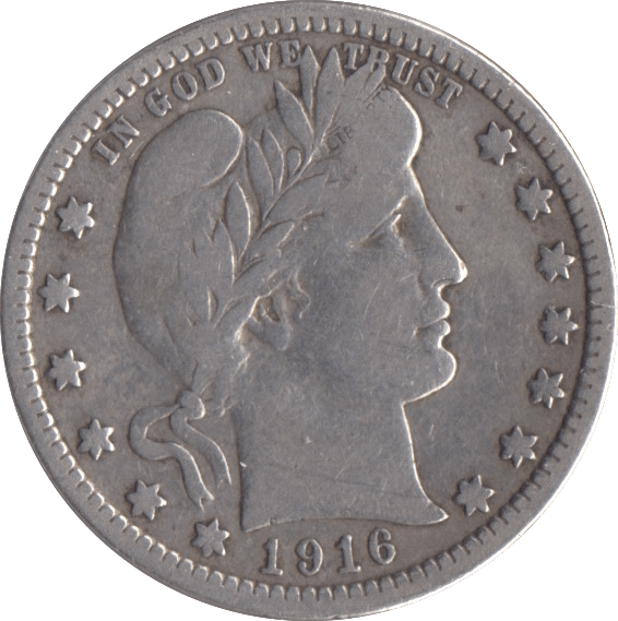 1916 SILVER QUARTER DOLLAR USA - SILVER WORLD COINS - Cambridgeshire Coins