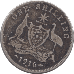 1916 SILVER SHILLING AUSTRALIA - WORLD SILVER COINS - Cambridgeshire Coins
