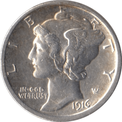 1916 SILVER USA ONE DIME - SILVER WORLD COINS - Cambridgeshire Coins