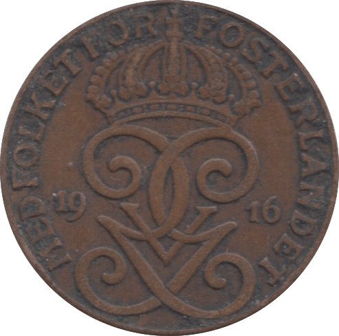 1916 SWEDEN 2 ORE - WORLD COINS - Cambridgeshire Coins