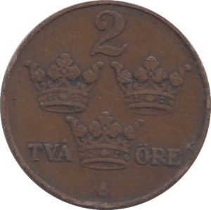 1916 SWEDEN 2 ORE - WORLD COINS - Cambridgeshire Coins