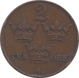 1916 SWEDEN 2 ORE - WORLD COINS - Cambridgeshire Coins