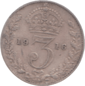 1916 THREEPENCE ( VF ) 4 - Threepence - Cambridgeshire Coins