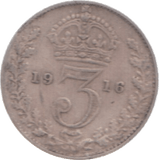 1916 THREEPENCE ( VF ) 4 - Threepence - Cambridgeshire Coins