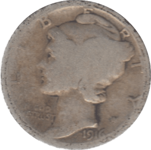 1916 USA SILVER DIME 10 CENTS - SILVER WORLD COINS - Cambridgeshire Coins