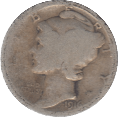 1916 USA SILVER DIME 10 CENTS - SILVER WORLD COINS - Cambridgeshire Coins