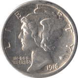 1916 USA SILVER DIME SAN FRANCISCO MINT - SILVER WORLD COINS - Cambridgeshire Coins