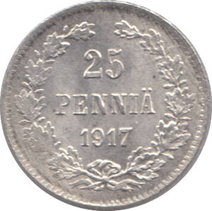 1917 25 PENNIA SILVER RUSSIAN EMPIRE REF 2 - WORLD SILVER COINS - Cambridgeshire Coins