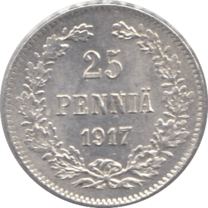 1917 25 PENNIA SILVER RUSSIAN EMPIRE REF 3 - WORLD SILVER COINS - Cambridgeshire Coins