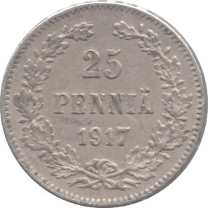 1917 25 PENNIA SILVER RUSSIAN EMPIRE - WORLD SILVER COINS - Cambridgeshire Coins