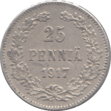 1917 25 PENNIA SILVER RUSSIAN EMPIRE - WORLD SILVER COINS - Cambridgeshire Coins