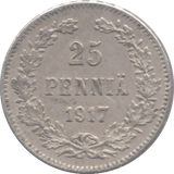 1917 25 PENNIA SILVER RUSSIAN EMPIRE - WORLD SILVER COINS - Cambridgeshire Coins