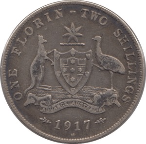 1917 AUSTRALIA SILVER TWO SHILLING - SILVER WORLD COINS - Cambridgeshire Coins