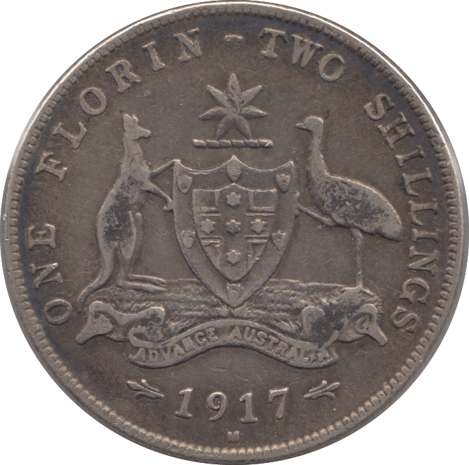 1917 AUSTRALIA SILVER TWO SHILLING - SILVER WORLD COINS - Cambridgeshire Coins
