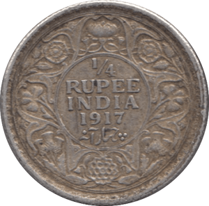 1917 EAST INDIA COMPANY QUARTER RUPEE - WORLD SILVER COINS - Cambridgeshire Coins