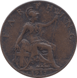 1917 FARTHING ( EF ) 2 - Farthing - Cambridgeshire Coins
