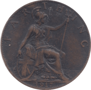 1917 FARTHING ( VF ) 3 - Farthing - Cambridgeshire Coins