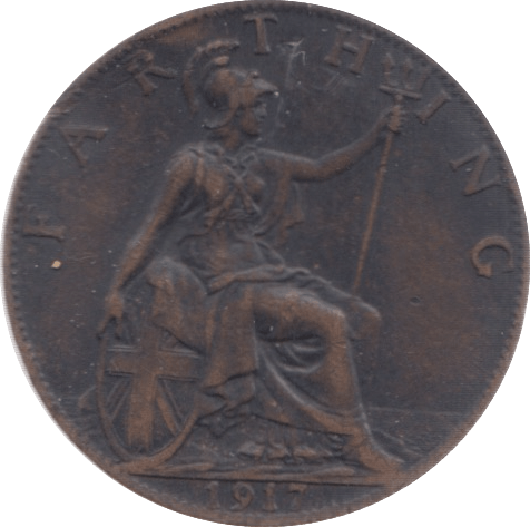 1917 FARTHING ( VF ) 3 - Farthing - Cambridgeshire Coins