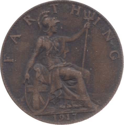 1917 FARTHING ( VF ) 4 - Farthing - Cambridgeshire Coins