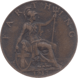 1917 FARTHING ( VF ) 4 - Farthing - Cambridgeshire Coins