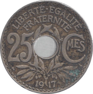 1917 FRANCE 25 CENTIMES - WORLD COINS - Cambridgeshire Coins