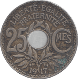 1917 FRANCE 25 CENTIMES - WORLD COINS - Cambridgeshire Coins
