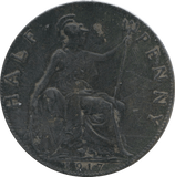 1917 HALF PENNY ( GVF ) 2 - HALF PENNY - Cambridgeshire Coins