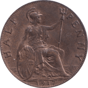 1917 HALFPENNY ( UNC ) - Halfpenny - Cambridgeshire Coins