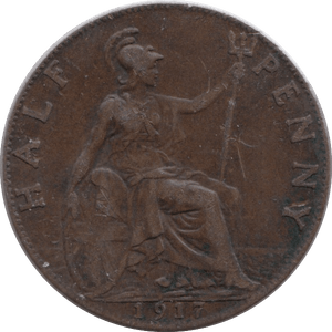 1917 HALFPENNY ( VF ) - HALFPENNY - Cambridgeshire Coins