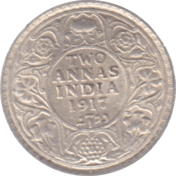 1917 INDIA TWO ANNAS - WORLD COINS - Cambridgeshire Coins