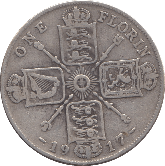 1917 ONE FLORIN ( FINE ) 8 - Florin - Cambridgeshire Coins