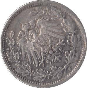 1917 SILVER 1/2 MARK GERMANY - SILVER WORLD COINS - Cambridgeshire Coins