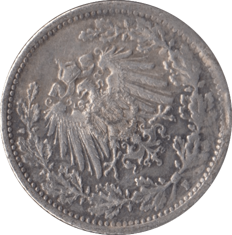 1917 SILVER 1/2 MARK GERMANY - SILVER WORLD COINS - Cambridgeshire Coins