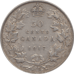 1917 SILVER FIFTY CENTS CANADA - WORLD SILVER COINS - Cambridgeshire Coins