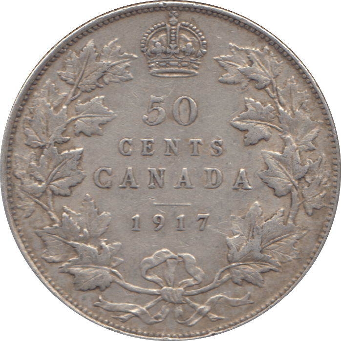 1917 SILVER FIFTY CENTS CANADA - WORLD SILVER COINS - Cambridgeshire Coins
