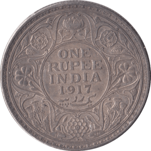 1917 SILVER INDIA ONE RUPEE - WORLD COINS - Cambridgeshire Coins