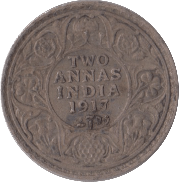 1917 SILVER INDIA TWO ANNAS - SILVER WORLD COINS - Cambridgeshire Coins