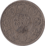 1917 SILVER INDIA TWO ANNAS - SILVER WORLD COINS - Cambridgeshire Coins