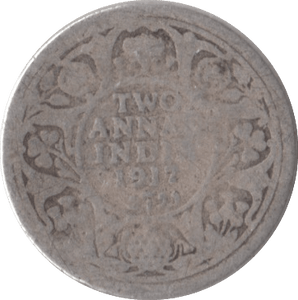 1917 SILVER INDIA TWO ANNAS - SILVER WORLD COINS - Cambridgeshire Coins