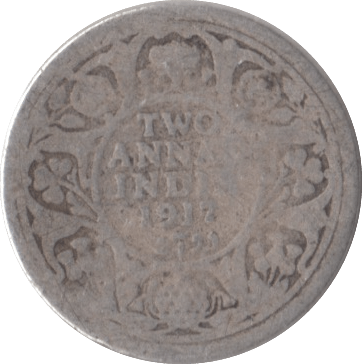 1917 SILVER INDIA TWO ANNAS - SILVER WORLD COINS - Cambridgeshire Coins