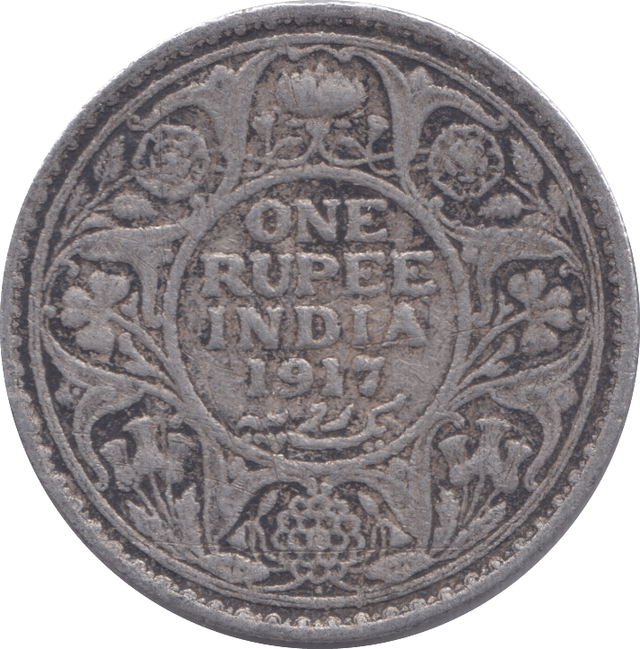 1917 SILVER ONE RUPEE INDIA - SILVER WORLD COINS - Cambridgeshire Coins