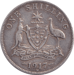 1917 SILVER ONE SHILLING AUSTRALIA - SILVER WORLD COINS - Cambridgeshire Coins