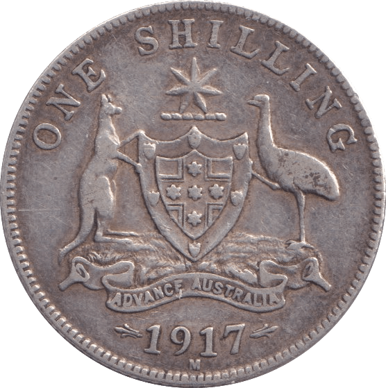 1917 SILVER ONE SHILLING AUSTRALIA - SILVER WORLD COINS - Cambridgeshire Coins