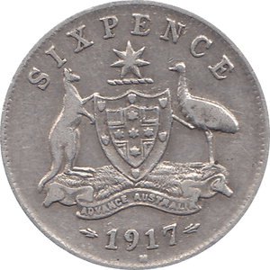 1917 SILVER SIX PENCE GEORGE V AUSTRALIA REF H104 - SILVER WORLD COINS - Cambridgeshire Coins